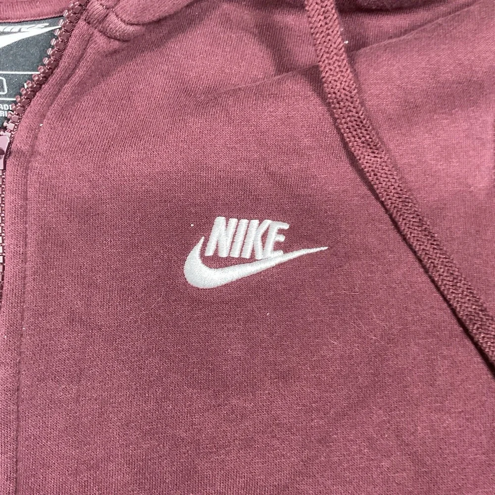 Nike Hoodie Womens S Small Maroon Full Zip Embroidered Swoosh‎ Fleece Sweatshirt